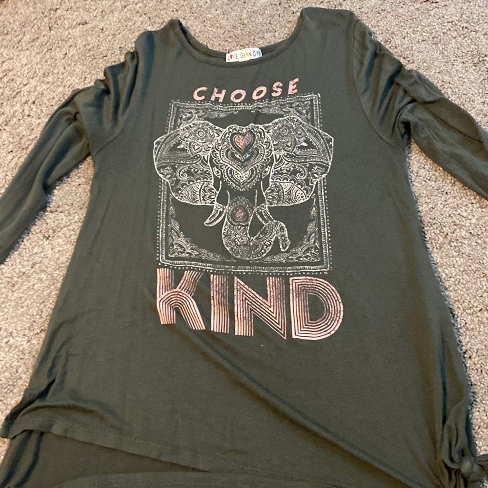 long sleeve choose kind green shirt